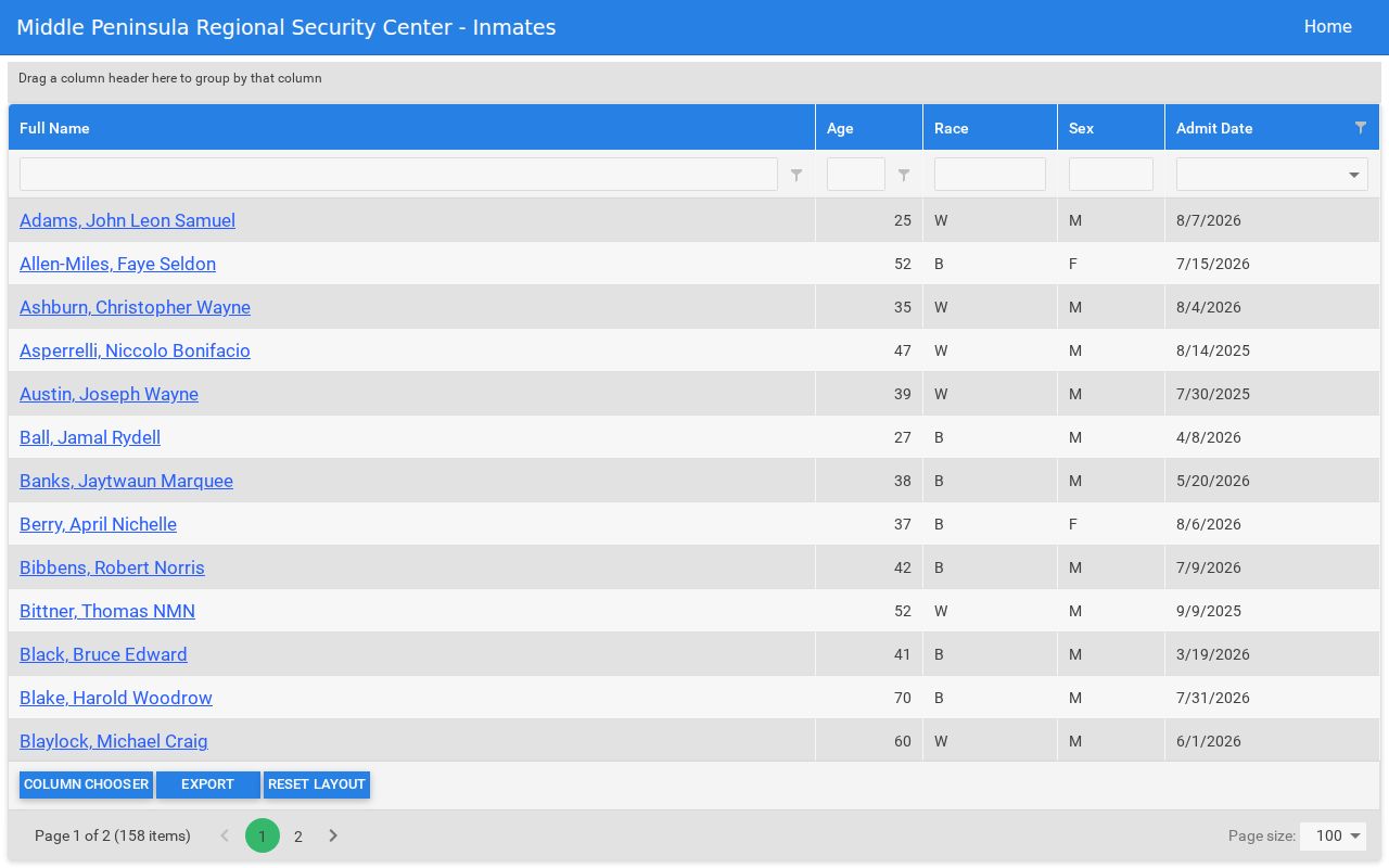 Essex County arrest search current inmate grid