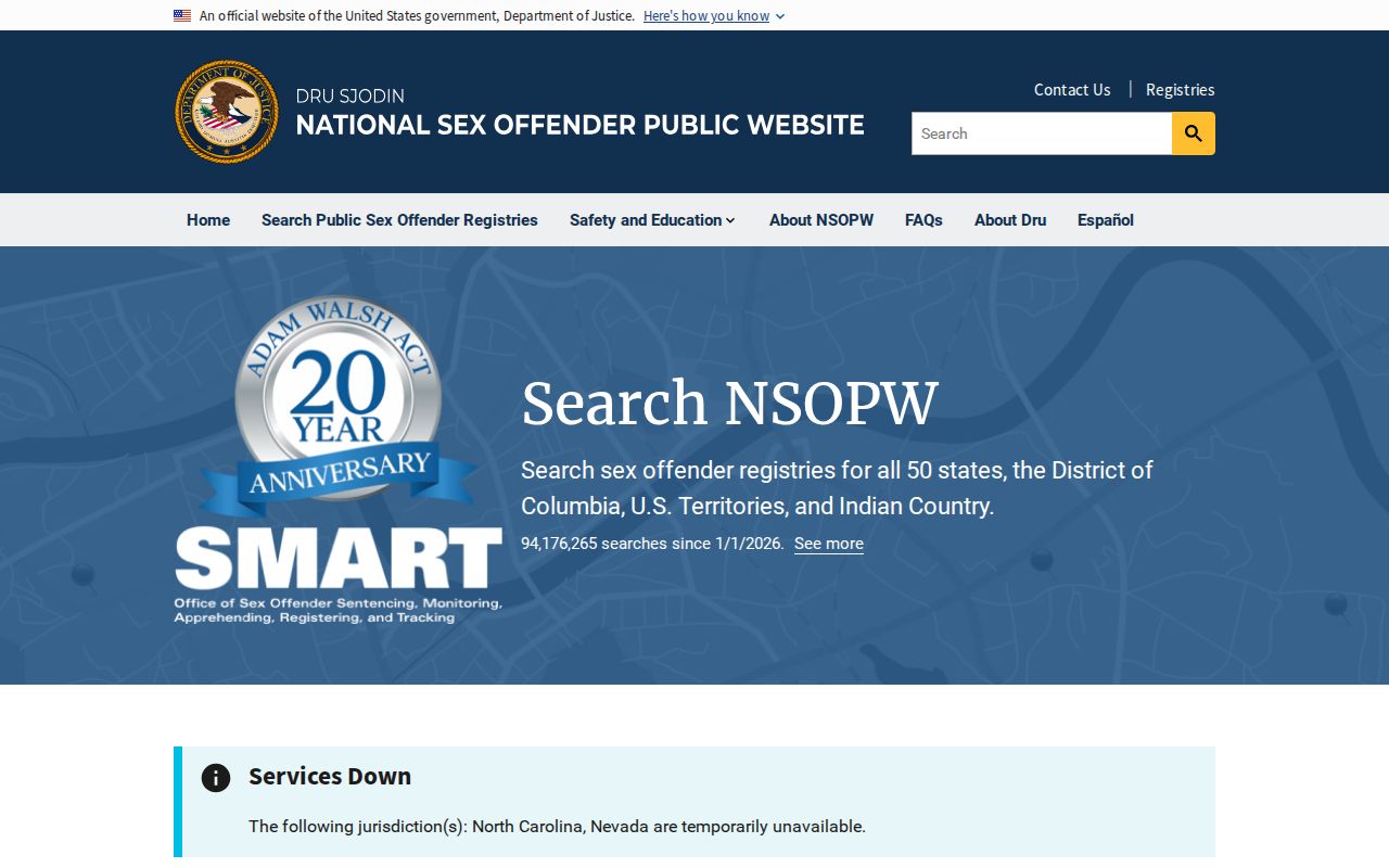 Essex County sex offender lookup through the official NSOPW search