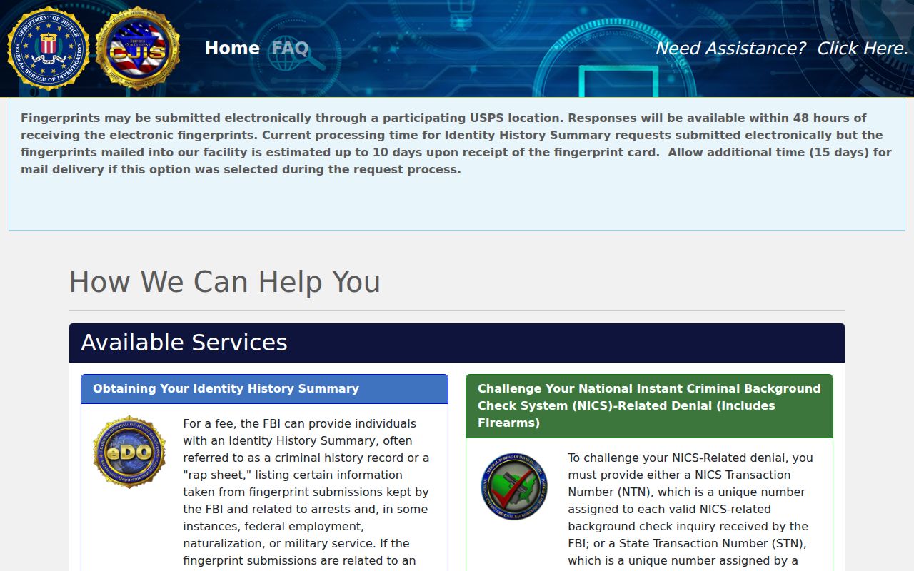 FBI personal identity history ordering for an Essex County resident