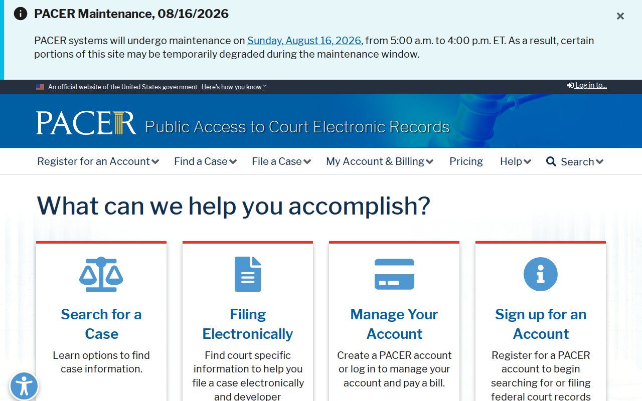 PACER federal court access for Essex County criminal case research